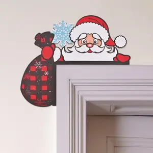 Santa Claus Door Corner Decor, Christmas Wooden Sign for Front Door, Bedroom, Kitchen, Fireplace, Cabinet, Home & Party Decoration