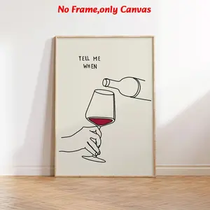1 pc, wall art, modern poster, modern wine print, fun kitchen decor, modern home decor, bar cart wall art, wine bottle poster, drinking quote print line art poster, restaurant decor, kitchen decor, unframed, Modern Cool Design