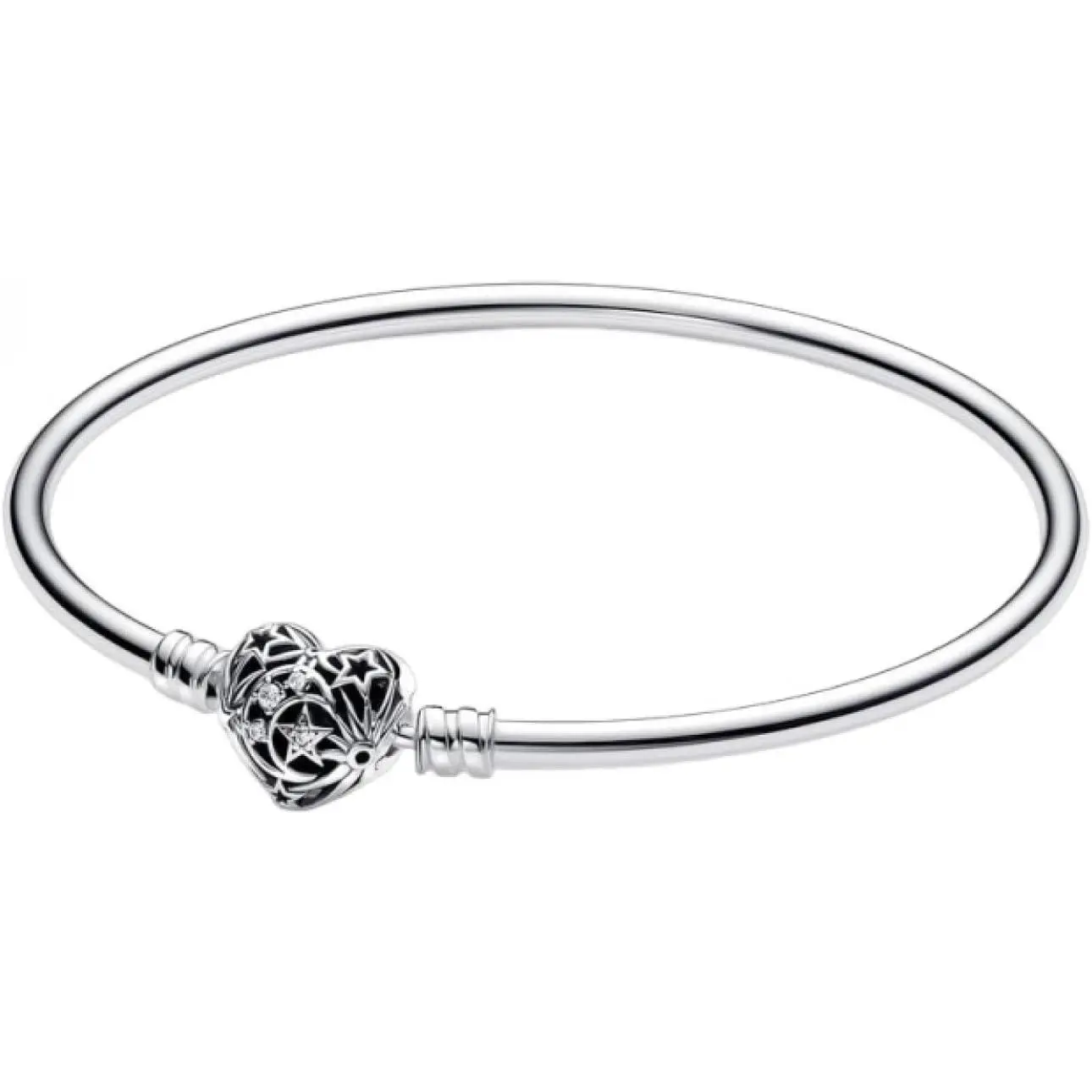 Pandora Moments Celestial Heart Clasp Bangle 593400C01-19, Celestial Sky, Everyday Wear