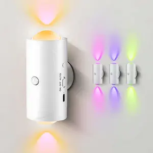 Smart LED night light with motion sensor, USB rechargeable RGB gradient wall lamp, dimmable indoor ambient lighting, magnetic step lamp for bedroom, entryway, desk, stairs, and bathroom — plug-free, easy charging, cozy home atmosphere