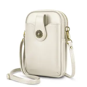 Peacocktion Small Crossbody Bags for Women, Leather RFID Cell Phone Purse, Trendy Travel Crossbody Purses with Zipper