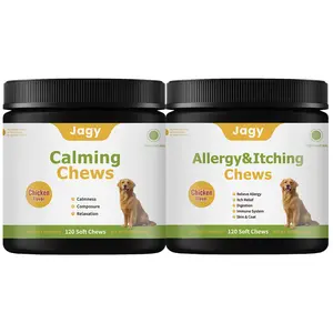 Jagy Calm & Comfort Bundle for Dogs – Omega-3 Allergy Skin & Coat Chews + Relaxing Soft Chews for Itching Relief, Stress & Emotional Balance