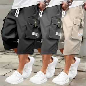 Coast Thread Men's Summer Cargo Shorts - Elastic Drawstring Waist Multi-Pocket Casual Shorts, Regular Fit Mid-Rise, Non-Stretch Breathable Fabric, for Daily & Leisure, Spring Glow Up Summer Vibe
