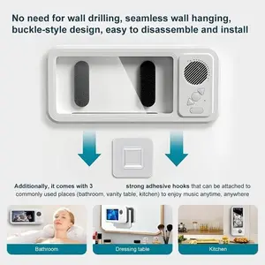 Bathroom Shower Waterproof Phone Holder Mount Bluetooth Speaker 360 Rotating Touchscreen Phone Case for Watching Movies and Listening to Music Cellphone