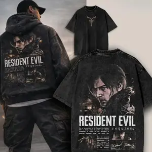 Washed Tee, Resident  Evil 9 Biohazarh Resident Evil 9 Leon Kennedy Requiem Vintage Wash Tee, Raccoon, Enlist Resist Washed Tee, Leon Kennedy