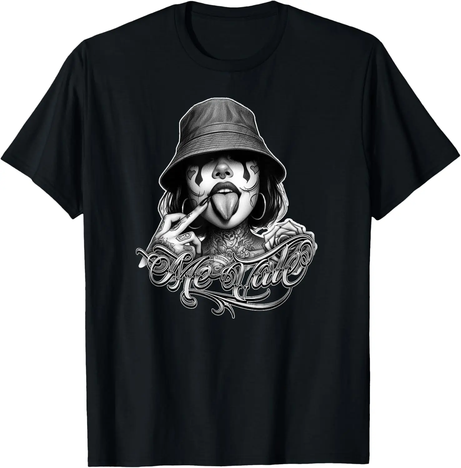 ME VALE Chicana Payasa T‑Shirt, Chicano Tattoo Art Mexican Slang Graphic Casual Unisex Streetwear Short‑Sleeve Top