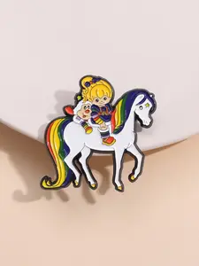 Rainbow Princess Badge, Vintage Cartoon Design, Classic My Little Pony Image, Retro Style Backpack Decoration, Collectible Gift