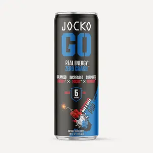 Jocko GO Energy Drink 12-Pack - Cherry Vanilla Flavor, Zero Sugar, Keto Friendly, 95mg Caffeine, Natural Ingredients, Sport Beverage