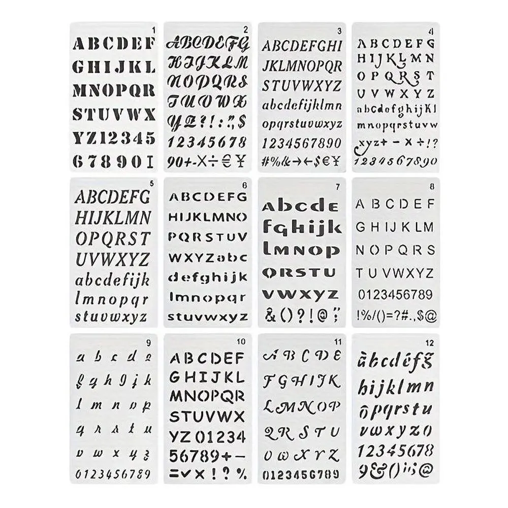 12 Pack Reusable Letter Stencils, 4 X 7 Inch Plastic Alphabet Letters, Ideal for Drawing, Painting and Crafts, Durable and Easy to Use