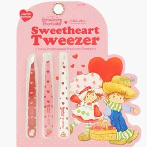 Celavi Strawberry Shortcake Sweetheart Tweezer Set - Limited Edition 3 Piece Professional Precision Tools for V-Day