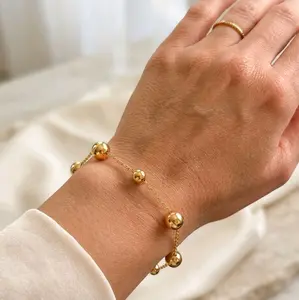 Gold Balines Bracelet 7 Inches - Elegant Beaded Design for Women's Fashion