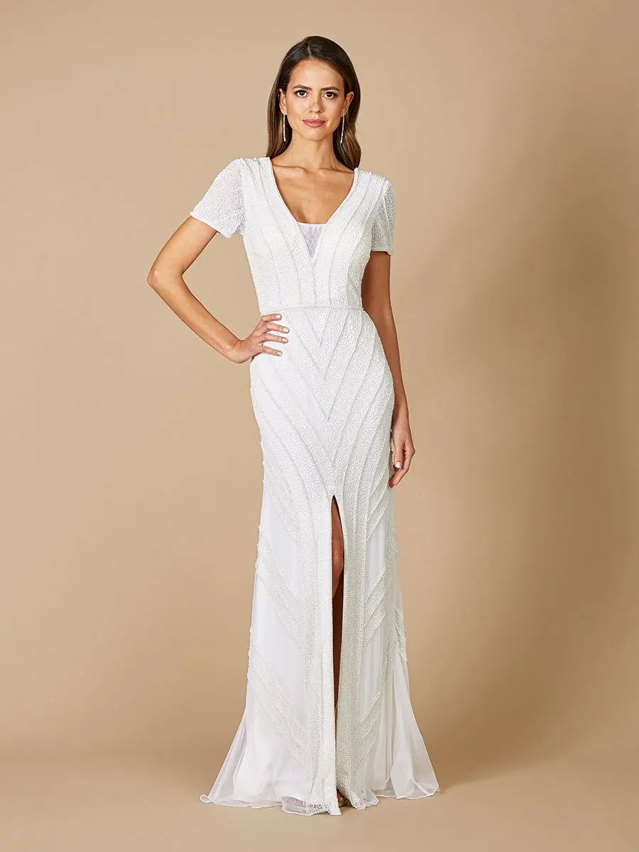 Lara Gabriella Beaded Plunge Wedding Dress