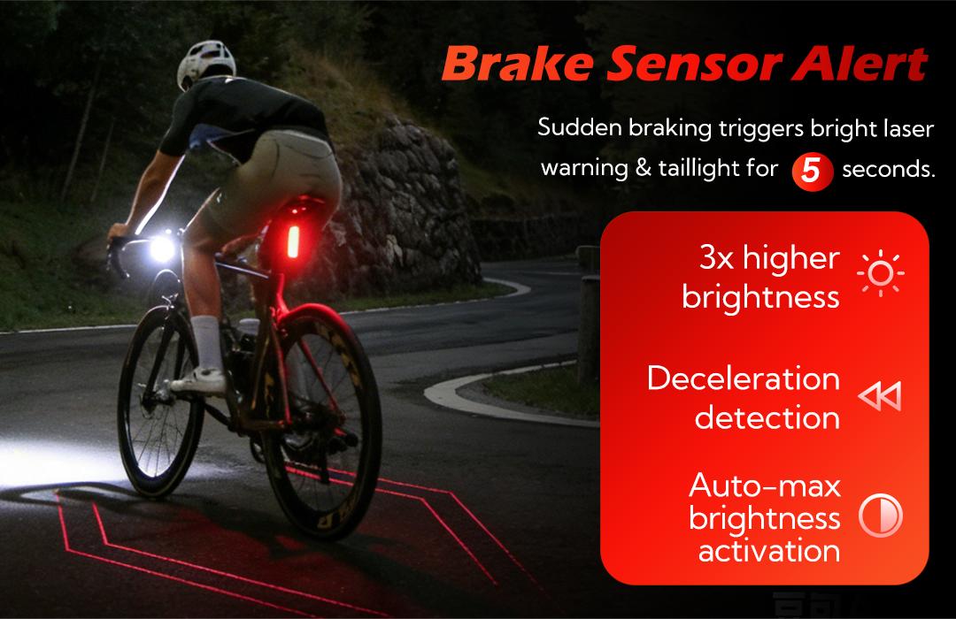 Super Bright Bike Laser Light USB Rechargeable 5 LED 6 Modes Waterproof Tail Light for Rear & Front Cycling Safety Warning Lamp Night Riding Mountain Biking