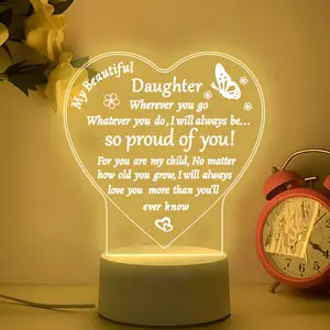 Acrylic Night Light Gift for Daughter, Unique Night Lamp for Birthday, Christmas, Graduation, Wedding, Mother's Day, Atmosphere Lamp