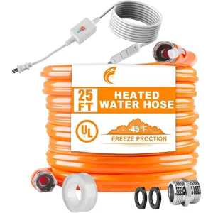 25FT Heated Water Hose for RV, Heated Drinking Water Hose Antifreeze to -45?F, 5/8" I.D.Heated Hose with 3/4" GHT Adapter, Lead and ,No Odor