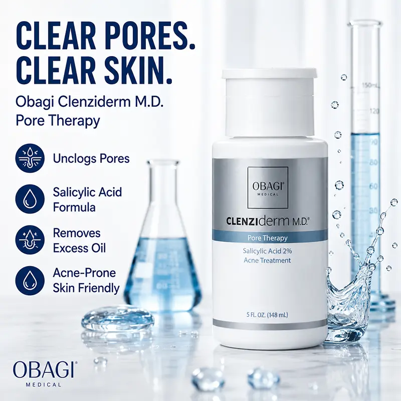 Obagi Clenziderm M.D. Pore Therapy Toner - 2% Gentle Salicylic Acid BHA Exfoliant, Hydrating Enlarged Pores Solutions, for Acne-Prone Skin, Unclogs & Brightens, Packaging May Vary (sohochic), Skin Repair