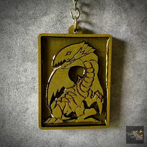 Mayans TCG Treasure Blue Eyes White Dragon Keychain - True Light, Made from Durable Wood, Hand Painted, Acrylic Resin Filled, 2" Height