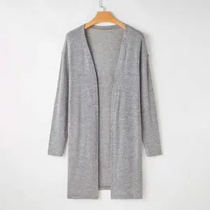 High Rise Solid Color Open Front Lightweight Cardigan