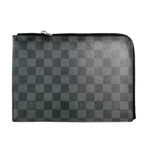 Pre-owned Louis Vuitton Leather Clutches & Wristlets Zip Around Jour Damier Graphite Clutch