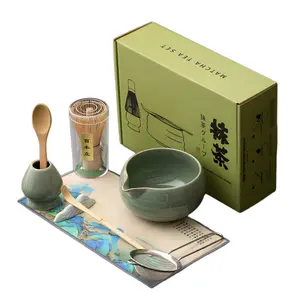 8 Piece Pink Matcha Set, Ceramic Bowl, Bamboo Whisk & Scoop, Stainless Steel Sifter, Chasen Holder, Tea Cloth & Spoon, Complete Matcha Starter Kit, Gift Set for Women