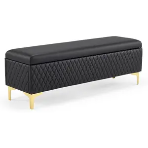 OmySalon Waiting Room Bench with Storage, Faux Leather Office Guest Chair Lobby Seating, Reception Furniture for Small Salon Barbershop Conference Business