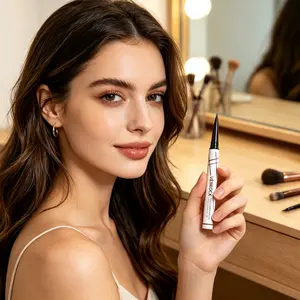 Soft Mocha Brown Gel Eyeliner Ultra Thin Brush Precise Lash Line Definition Fast Drying Long Hold Makeup For Everyday Natural Eye Looks Women Daily Beauty Tool