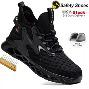 Men's Steel Toe Work Boots - Lightweight, Comfortable Mesh, Rubber Closed-Toe Walking Shoes for Industrial, Construction Safety, Boot