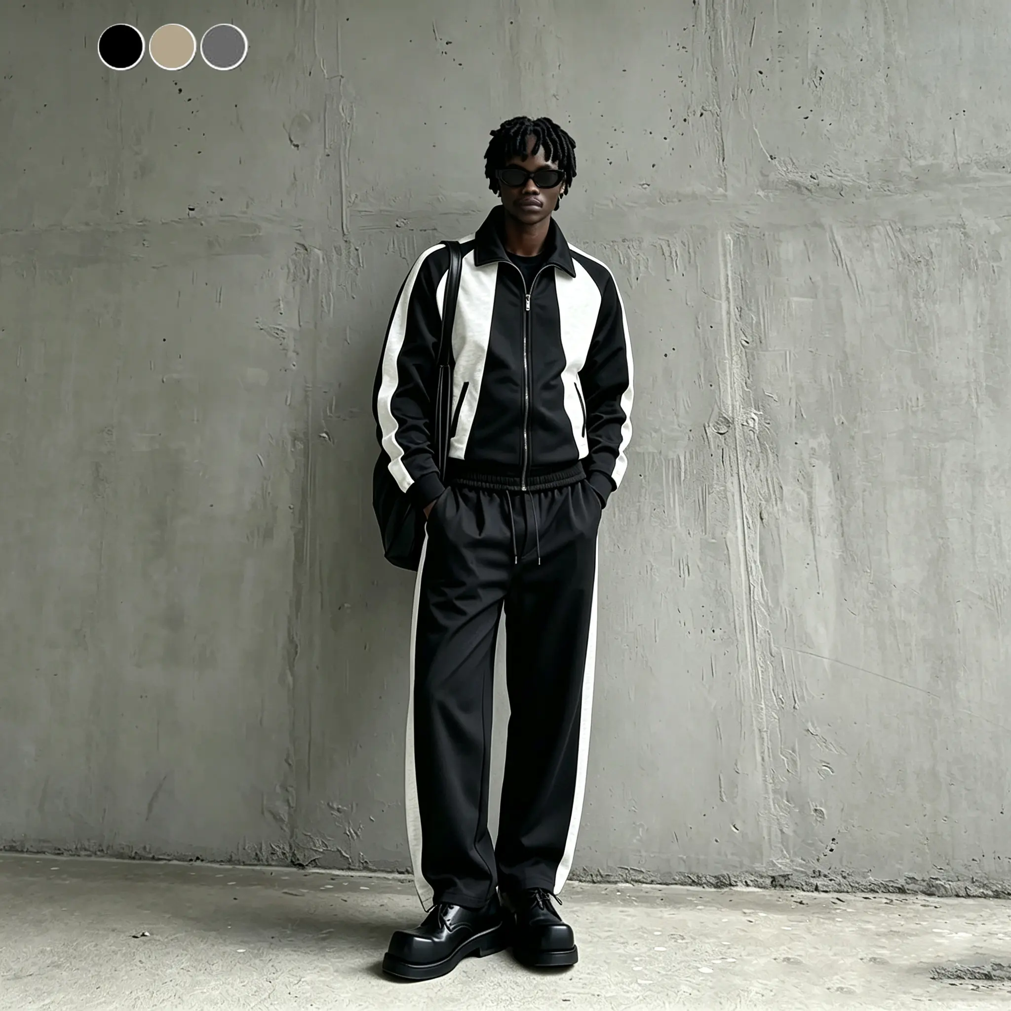 Men's fashionable and casual contrasting color suit, loose pendant fabric, windproof stand-up collar design, American retro style, daily going out on the street, commuting adaptation, outdoor riding, sports, and dating wear, it is the perfect choice for h