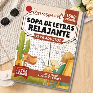Spanish Adult Word Search Book, Large Print 1680 Words, Relaxing Find Letters Game, Brain Teaser Puzzle Book, Stress Relief Activity