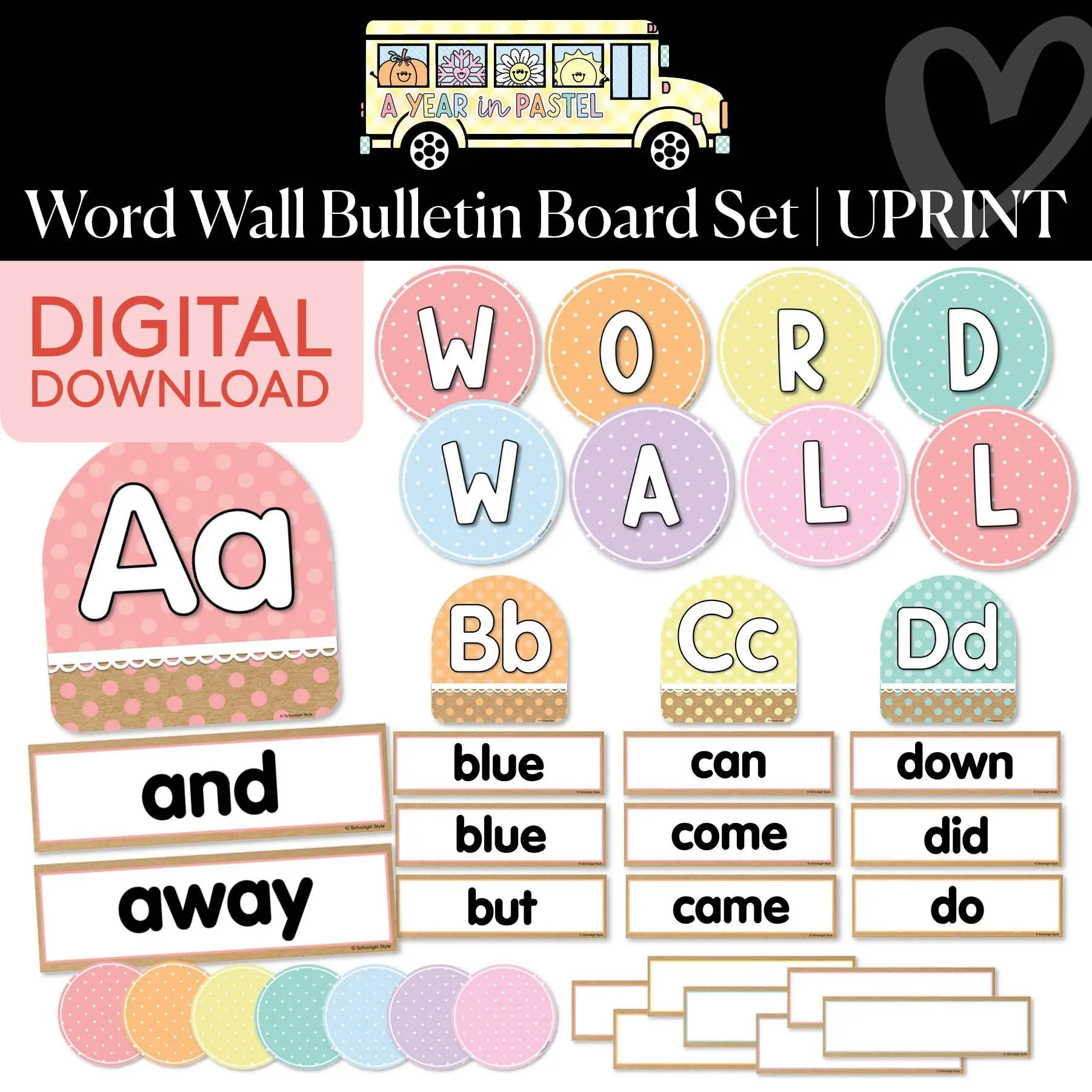 Printable Word Wall Bulletin Board Set | A Year In Pastel