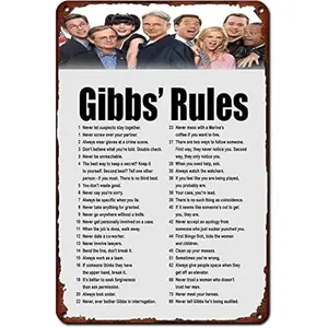 Gibbs Rules Metal Tin Sign Retro Poster Cafe Bar Gym Living Room Bathroom Kitchen Home Art Wall Decoration Plaque Gift 8x12 Inch