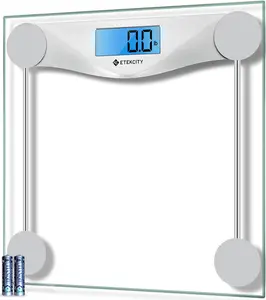 [LIMITED TIME DEAL] Bathroom Scale for Body Weight, Digital Weighing Machine for People, Accurate & Large LCD Backlight Display, 6mm Tempered Glass, 400 lbs