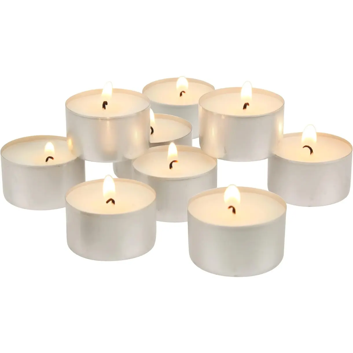 50 Count White Unscented Smokeless Long Burning Tea Light Candles with 6-7 Hour Burn Time
