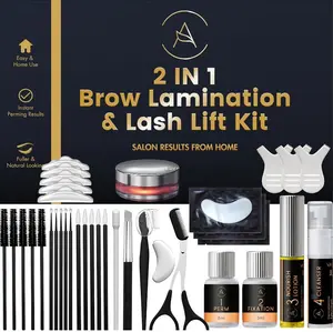 Lash Lift Kit & Eyebrow Lamination Kit, 2-in-1 Solution, At-Home Brow Lamination, Beginner/Professional, Eyelash Lift, 15 Applications, Lasts 6-8 Weeks, DIY Brow & Lash Perm - ABLK1