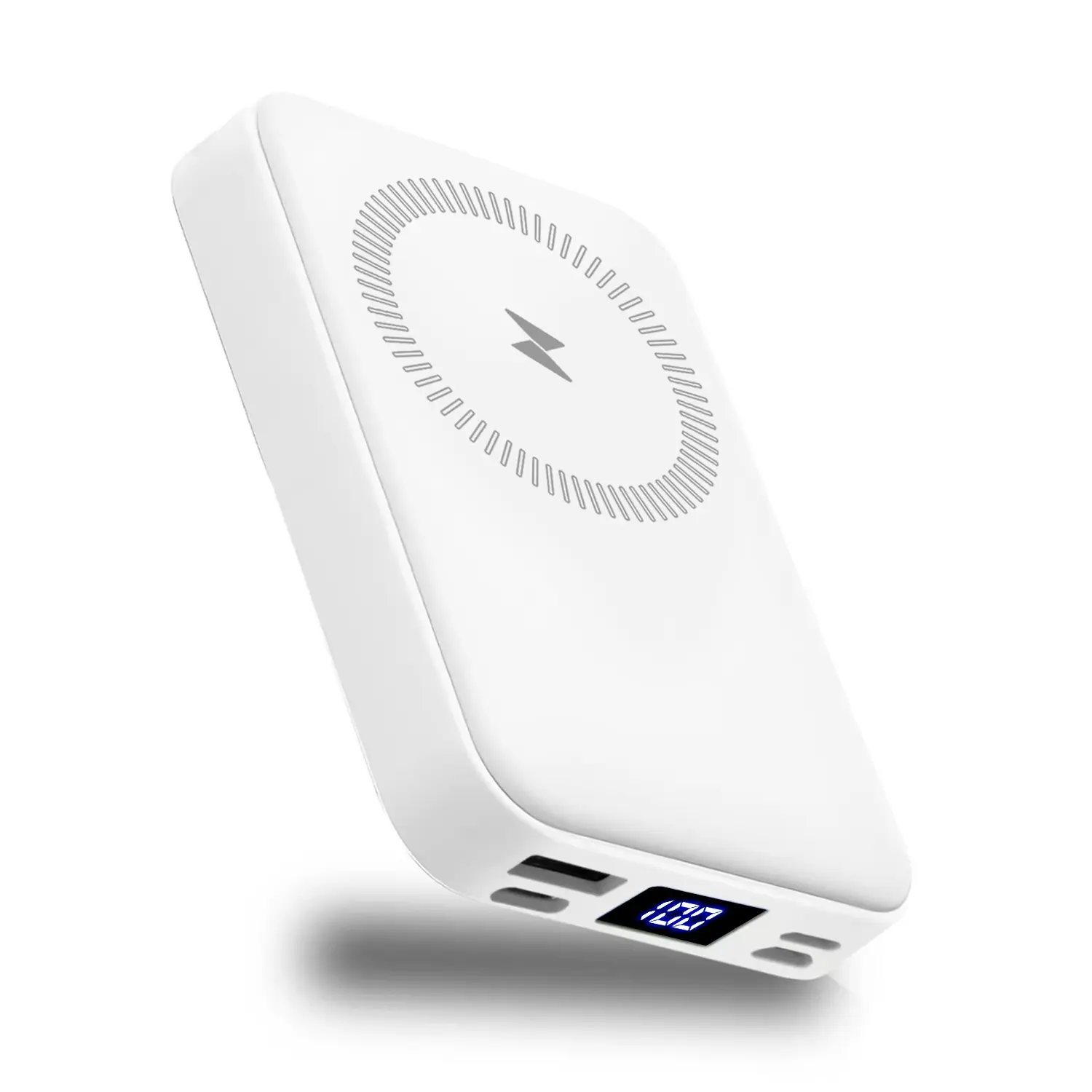 10000mAh MagSafe Wireless Power Bank, 22.5W PD Fast Charging Portable Battery with Built-in USB-C & Lightning Cables, Stand, LED Display for iPhone 17/16/15/14/13/12, Android Devices
