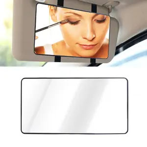 Car Sun Visor Mirror, Cosmetic Makeup Mirrors with Straps, Car Vanity Mirror, HD Car Interior Cosmetic Mirror, Universal Sun Visor Mirrors for Trucks, Cars, SUVs (Black)