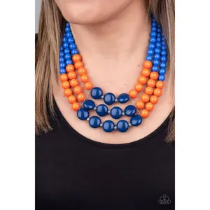 Paparazzi Beach Bauble - Blue & Orange Bead Necklace