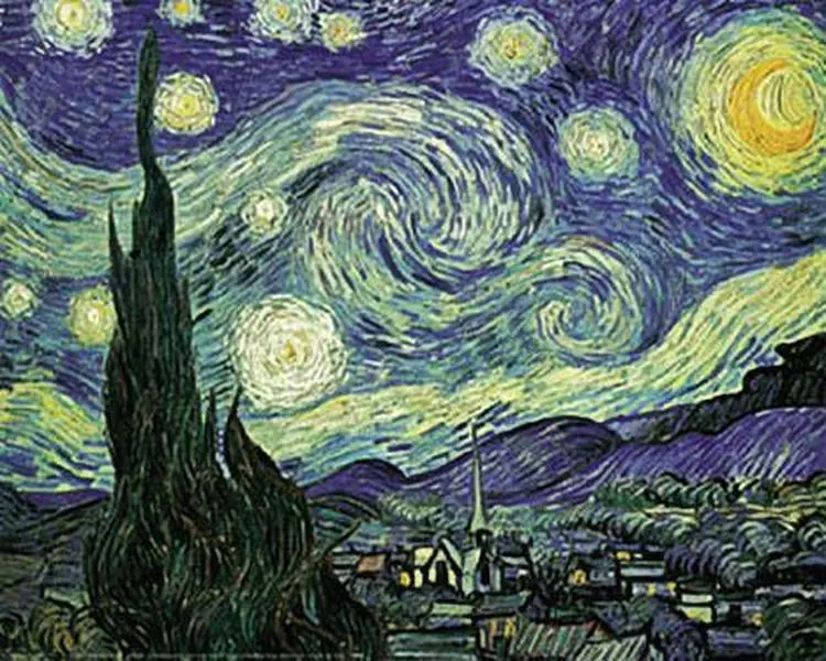 212 MAIN Van Gogh Starry Night Artistic Single Print - 16x20 in Top-Quality Wall Poster, Colorful Style Nature Art with Swirling Stars, Decorating Home Inspo for Kid Room Home Decor