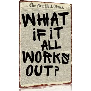 "What If It All Works Out?" Vintage Aluminum Metal Sign - 12x8in Motivational Wall Decor for Home, Office  Hanging Room