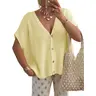 Saodimallsu Women's All Seasons Baggy Oversized Acrylic Knit Cardigan - Batwing Short Sleeve, Lightweight Button V-Neck, Women's Fashion Tops, Minimalist Casual Outdoor Wear, Back to School Essentials