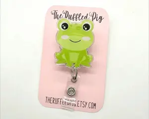 Frog Badge Reel: Lanyard, clip, carabiner - Teacher lanyard, RN Key Card, Teacher Lanyard, School Science Gift, Office Staff, Summer
