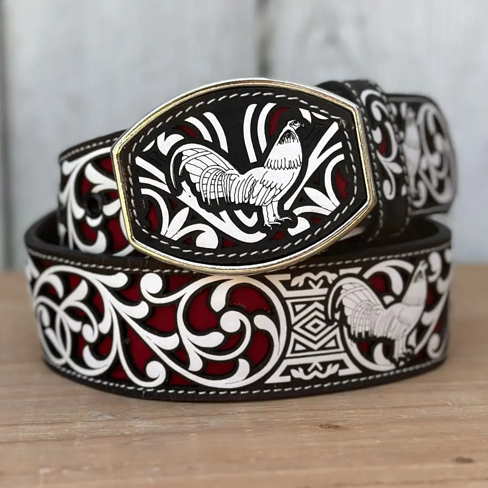 "El Gallo" Laser Cut Western Belt for Men | Made in Mexico