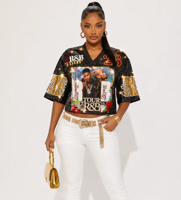 R&B Tour Showstopper Crop Top Jersey, Concert Baseball Crop Shirt, Music Festival Fan Apparel