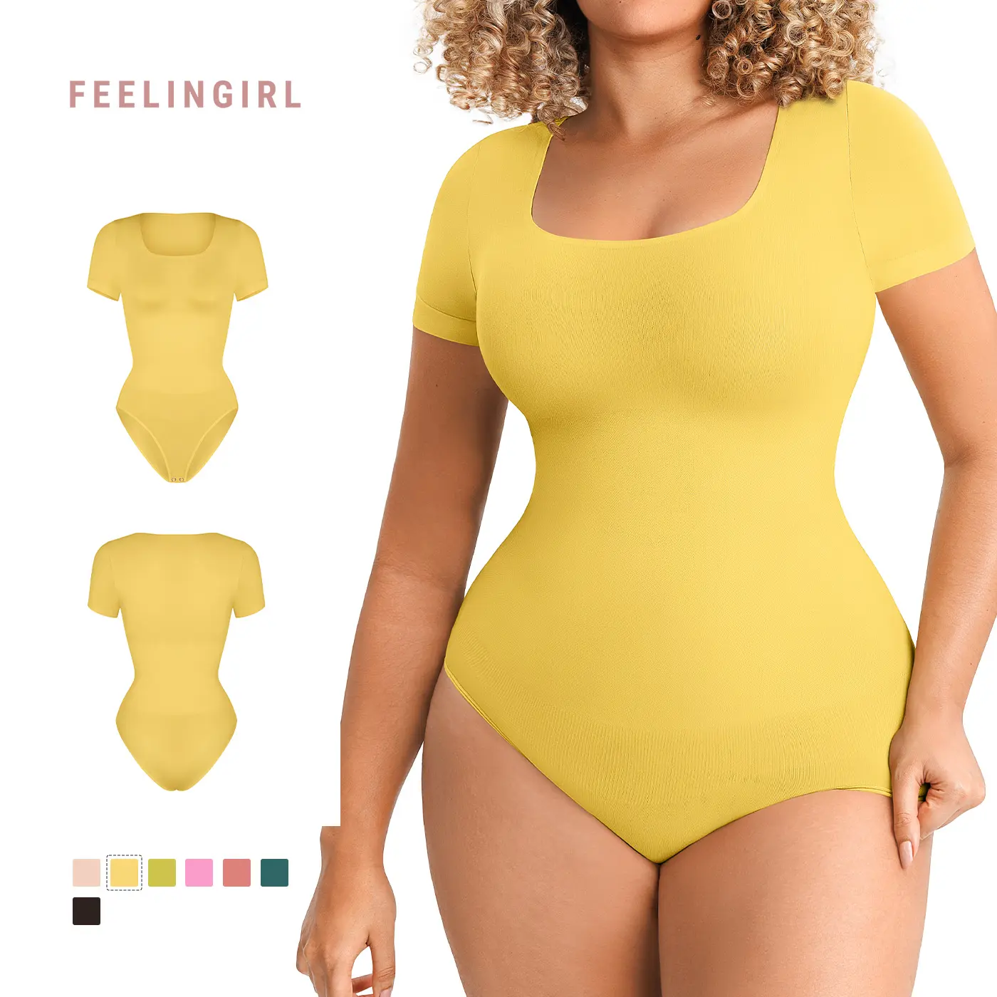 FeelinGirl FeelSoft Seamless Bodysuit for Women Light Tummy Control Scoop Neck Short Sleeve Shapewear Breathable FeelinGirl FeelSoft Seamless Bodysuit for Women Light Tummy Control Scoop Neck Short Sleeve Shapewear Breathable