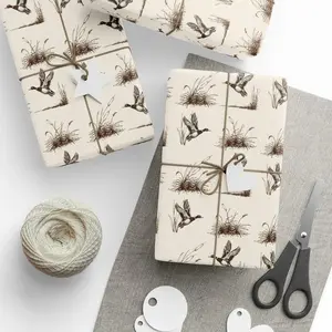 [SALE 50%] Wrapping Paper With Mallard Duck Design Matte or Glossy Finish and Multiple Lengths Available