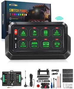 Partsam 265 Ft Wireless RGB 8 Gang Switch Panel Universal Circuit Control Relay System Box Toggle Momentary Strobe Switch Pod w/3 Silicone Button 5 Brightness Levels for Offroad Truck RV ATV UTV Boat