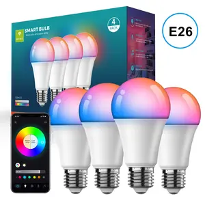 4 Pack Smart Light Bulbs, WiFi & Bluetooth Compatible LED Bulbs, Work with Alexa Google Assistant, App Control, Color Changing LED Bulb, E26 Base 800LM Dimmable RGB Lights, Dimmable Smart Home Lighting