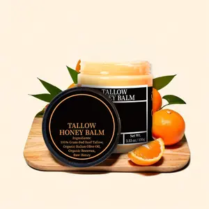 Organic Grass-Fed Beef Tallow Balm with Raw Honey - Mainly featuring honey, with a small amount of beef tallow,Skin Smoothing Firming Cream Handmade All-Natural Moisturizer for Soft, Smooth, Radiant Skin