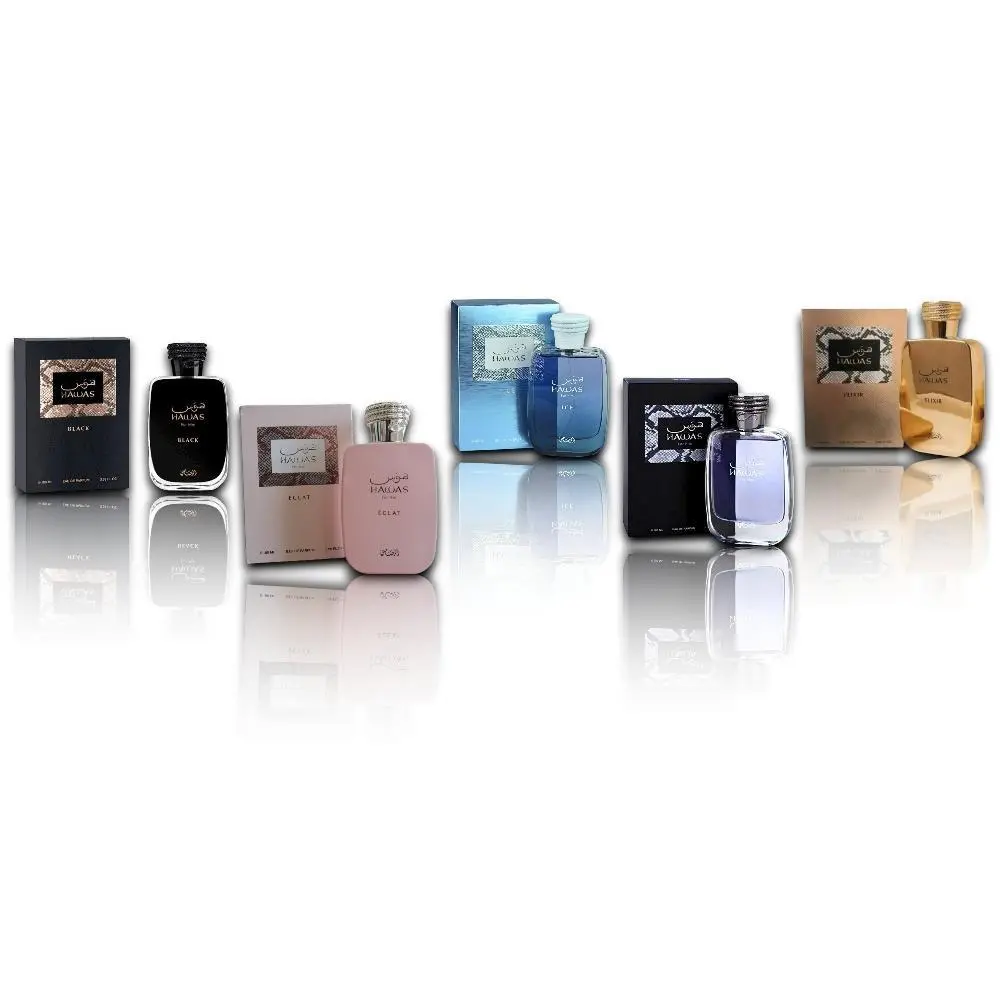 Oudlash Bundle | Rasasi | Hawas | Black + Eclat + Elixir + Him + Ice | Unisex Fragrance | 100 ML 3.4 OZ | Eau De Parfum | Woody - Citrus & Floral