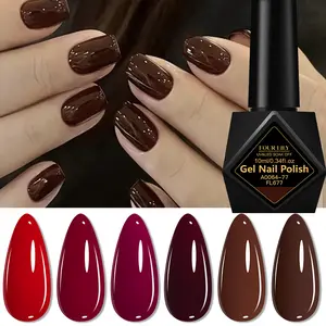 Cherry Red Brown Nail Polish Gel Set, 6Counts/Set, Long-Lasting UV/LED Soak Off Gel Nail Polish, Easy Application, Nail Gel Polish, Semipermanent Gel for Nails and Toes, Perfect for Manicures & Pedicures, Gel Nail Polish for DIY and Salon Use, Nail Art